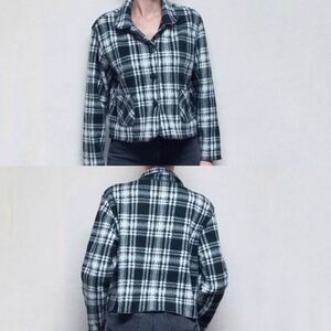VINTAGE 90s Faded Glory Black Plaid Cropped Jacket